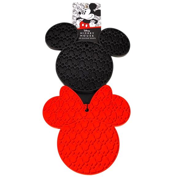 Disney Mickey Minnie Mouse 100% Silicone Trivets Set 2-Pack Pot Holder Pads NEW - Picture 2 of 4